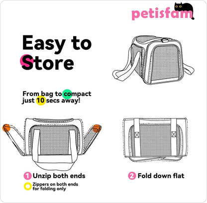 Soft Pet Carrier for Medium Cats and Small Dogs with Cozy Bed, 3 Doors, Top Entrance | Airline Approved, Escape-Proof, Breathable, Leak-Proof, Easy Storage (Pink)