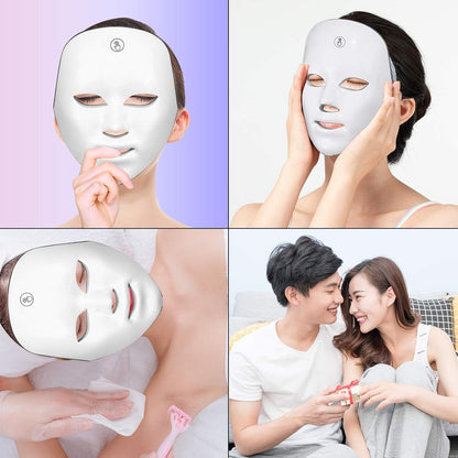 Masque Facial LED Avec Bouton Tactile, 7 Couleurs LED, Masque De Luminothérapie Pour Le Visage, Anti-Rides, Suppression De L'Acné, Rajeunissement De La Peau, Peau Grasse, Anti-Âge, Thérapie Beauté